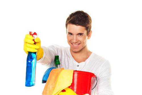 Professional team performing commercial carpet cleaning
